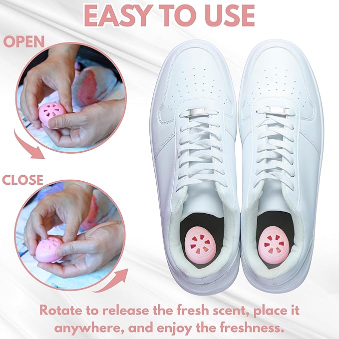 Air Jungles Shoe Deodorizer Balls 12 Ct, Honey Peach Scent, Odor Remover Balls - Image 3
