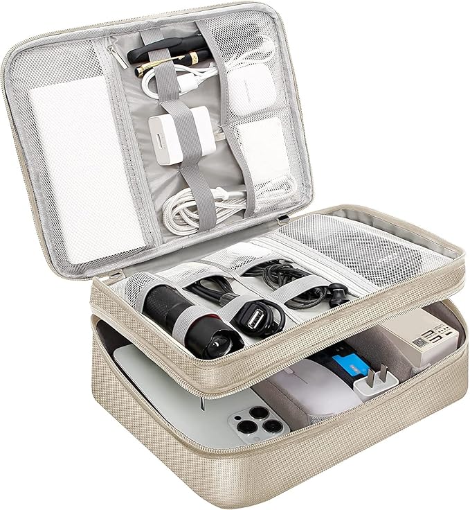Electronics Travel Organizer, Double Layer Cable Organizer Bag Waterproof - Image 8