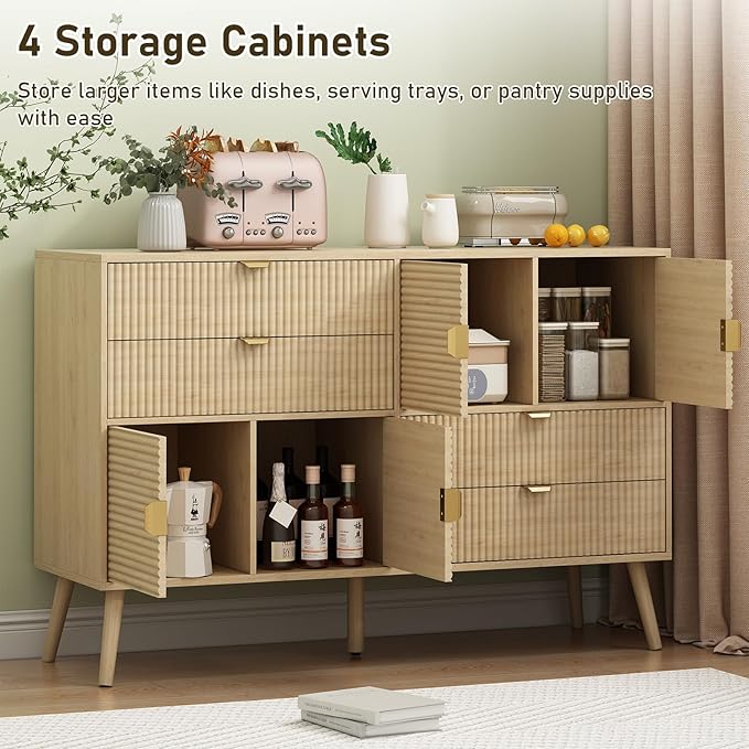 Coffee Bar Cabinet with Doors & Drawers, Dining Room, Modern Mid Century - Image 4