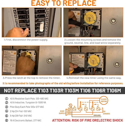 T104M Mechanical Timer Switch Mechanism Only, Heavy-Duty Timer Switch - Image 6