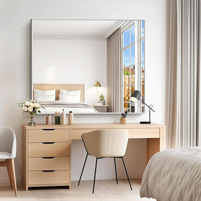 40x48inch Silver Bathroom Mirror, Large Rectangular Wall Mirrors - Image 9