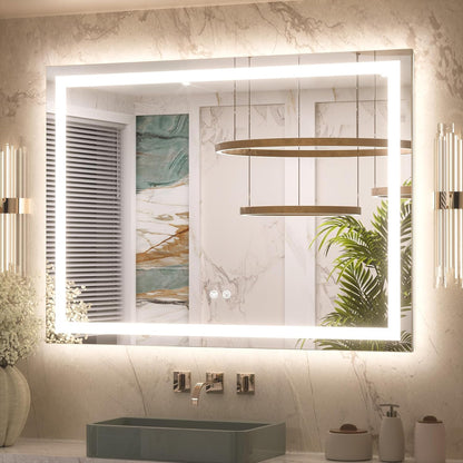 Keonjinn 40x30 Inch LED Bathroom Mirror with Lights, Frontlit & Backlit | HD Tempered Grass, 3-Color Temperature & Stepless Dimmable Lighting, Fast & Safe Defogging, Effortless Installation