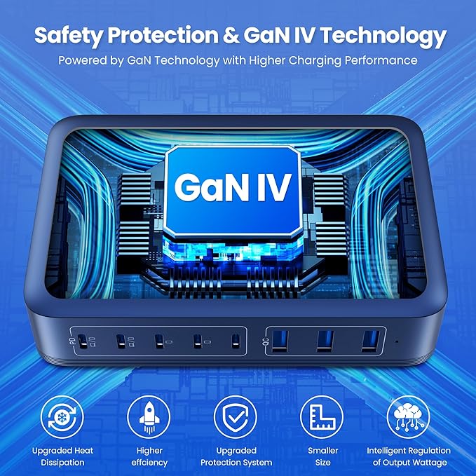 USB C Charger Block 515W GaN IV 8 Port Fast Charging Station Hub, Dual PD 100W - Image 5