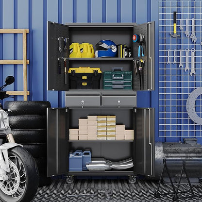 Garage Storage Cabinet with Wheels and Doors, Required Assembly - Image 2