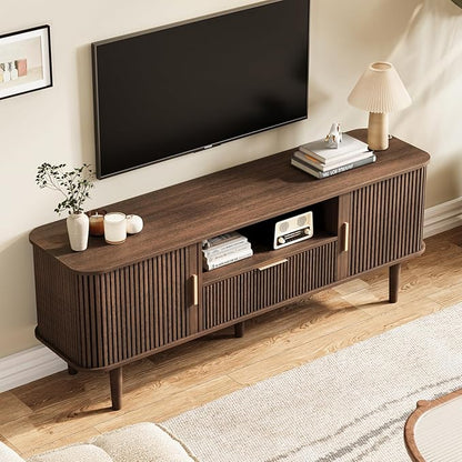 DAMCROP Fluted TV Stand, 55 Inch Mid Century Modern Media Console Table - Image 4