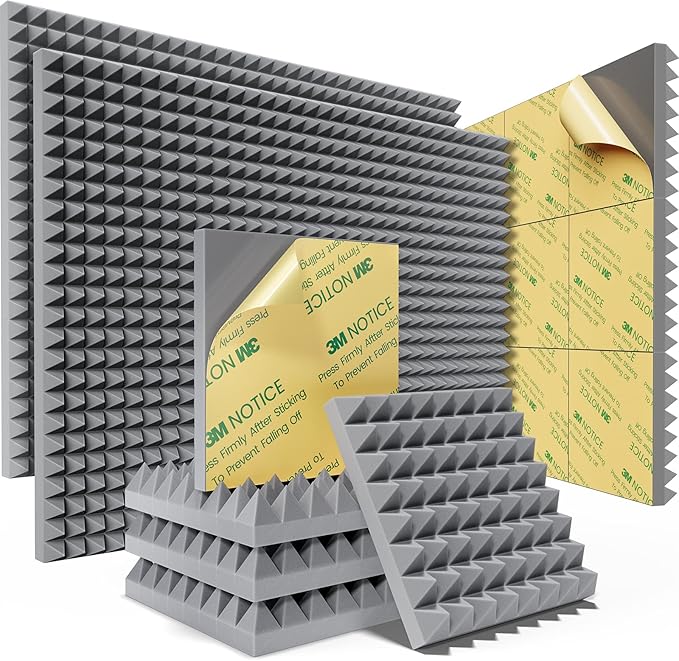 Sonicism Soundproof Wall Panels Self-Adhesive Pyramid 36 Pack, Sound Absorption by Sonicism