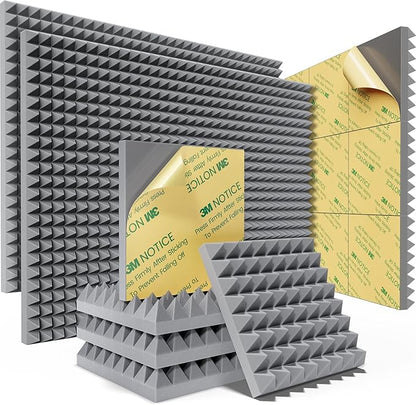 Sonicism Soundproof Wall Panels Self-Adhesive Pyramid 36 Pack, Sound Absorption by Sonicism