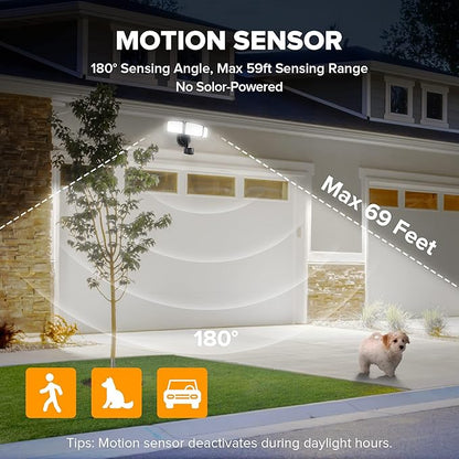 LUTEC 2 Pack 72W 7500LM LED Security Lights Motion Sensor Light Outdoor - Image 3