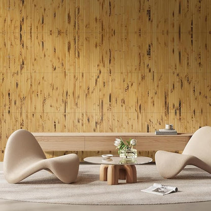 OUZUGIE 2 Pack 96x24 Inch Natural Bamboo Wall Panel – Yellow Burned Pole Wrap - Image 9