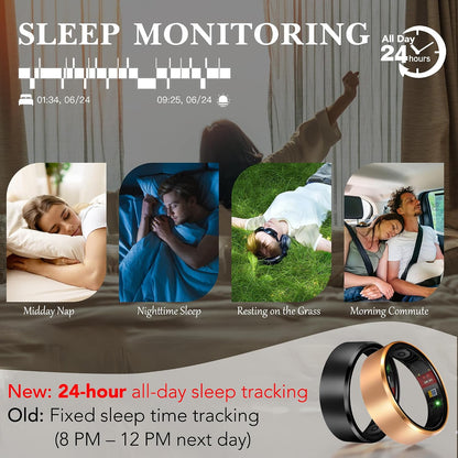 smart health ring fitness tracker for men women, side view
