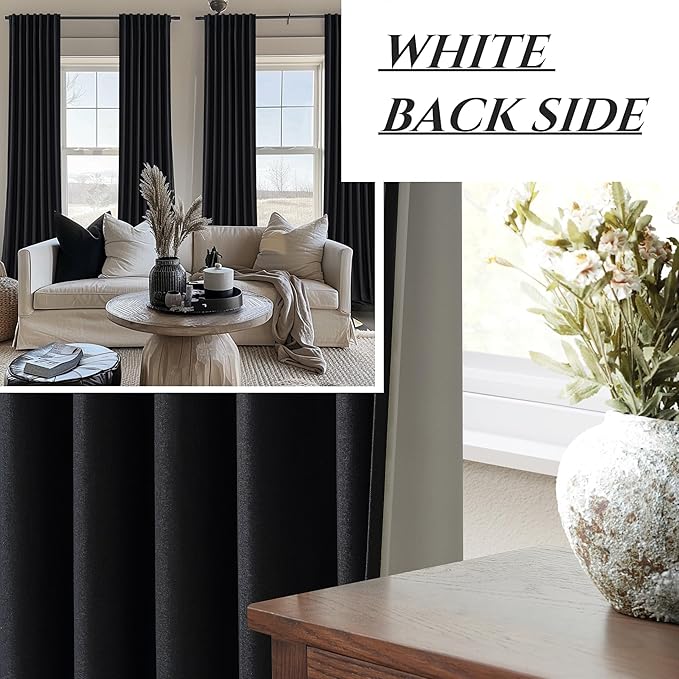 Long Black Curtains for Living Room Black Out Drapes for Bedroom, Lush Decor - Image 6