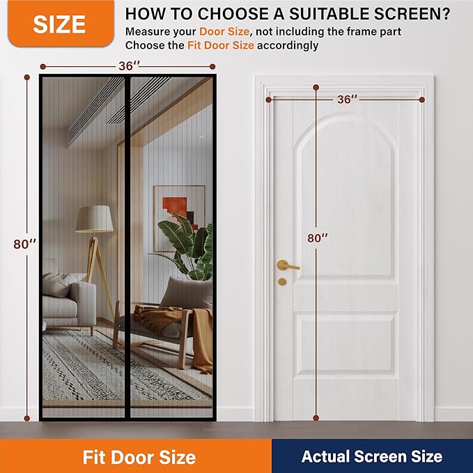 Magnetic Screen Door, Fit Door Size 48 x 80 Inches, Screen Doors - Image 3