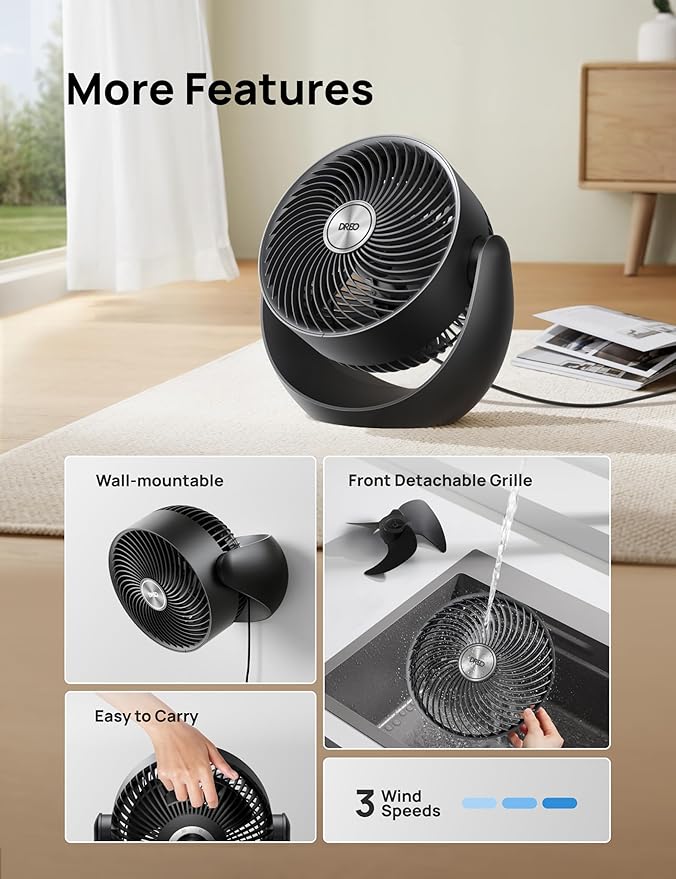 Dreo Fan for Bedroom, Table Air Circulator for Whole Room, 11 Inch, 40ft Strong - Image 8