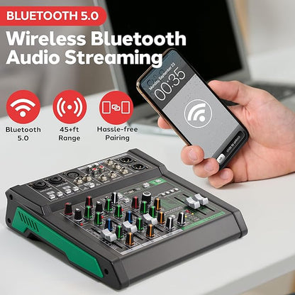 Pyle 6-Channel Audio Mixer, USB Interface, MP3 Compatible, XLR Inputs and LED - Image 2
