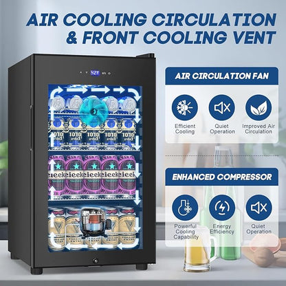 17Inch Beverage Refrigerator and Cooler Freestanding, 96 Cans Mini Fridge - Image 4