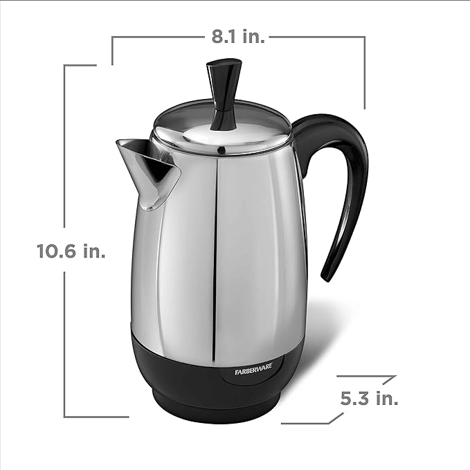 Farberware Electric Coffee Percolator, Stainless Steel Basket, Automatic Keep - Image 8