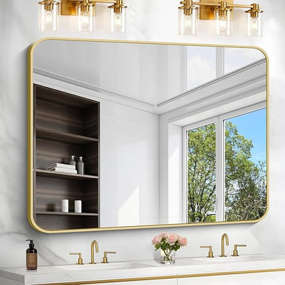 36"x48" Bathroom Mirror, Large Rectangular Wall Mirror, Rounded Corner Vanity - Image 2