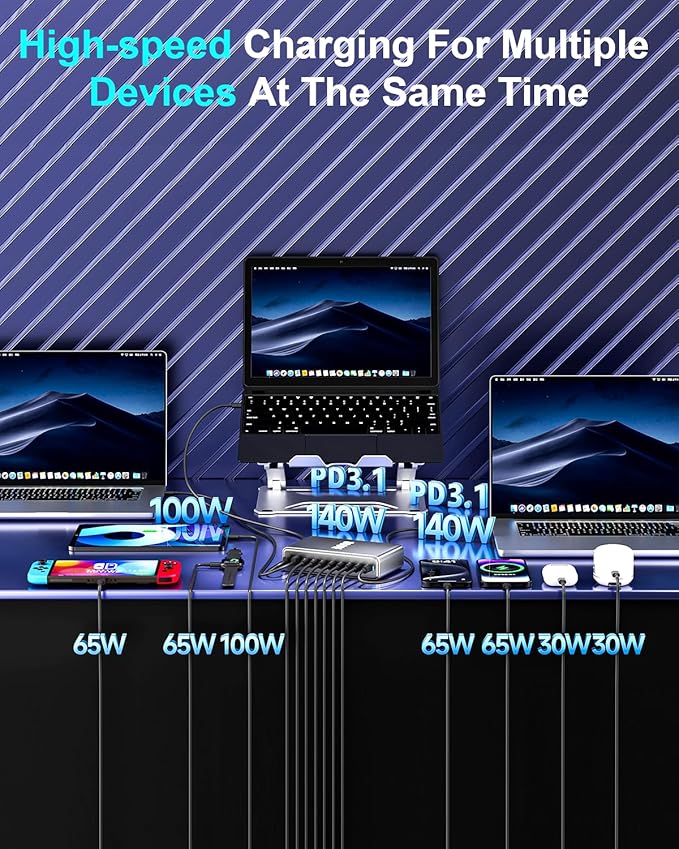 800W USB C Fast Charger Block, 10 Port USB Charging Station, GaN Ⅲ Pro Dual - Image 2