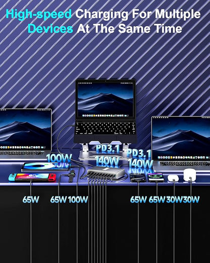 800W USB C Fast Charger Block, 10 Port USB Charging Station, GaN Ⅲ Pro Dual - Image 2