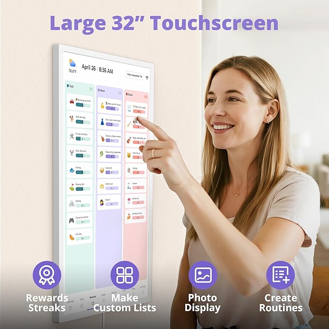 Digital Calendar 32 Inch Touch Screen, Electronic Wall & Desk Calendar Chore - Image 2