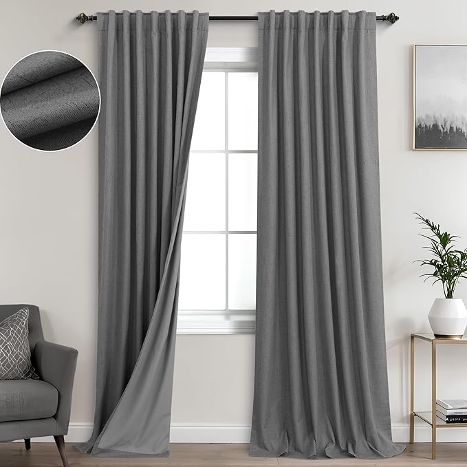 KOUFALL 102 Inch Long Curtains, 2 Panels Set, Dark Gray by KOUFALL