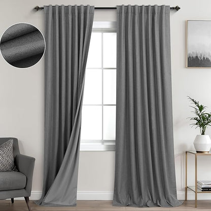KOUFALL 102 Inch Long Curtains, 2 Panels Set, Dark Gray by KOUFALL
