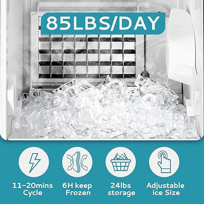 Commercial Ice Maker Machine 85Lbs/Day, 24Lbs Storage, Built-in Undercounter - Image 2