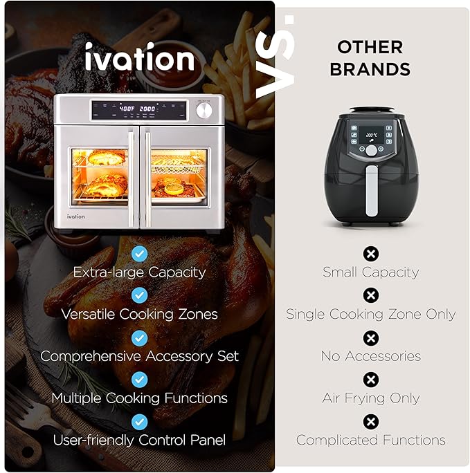 Ivation Dual Zone Air Fryer French Door Oven - Image 8
