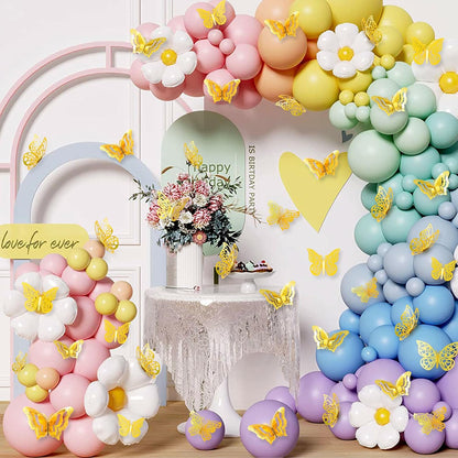 96 Pcs Butterfly Decorations，4 Styles,3 Sizes，3D Butterfly Wall Decor Party Decorations Butterflies for Crafts Birthday & Wedding Celebrations Cake Decorating Balloons Removable Stickers Gold
