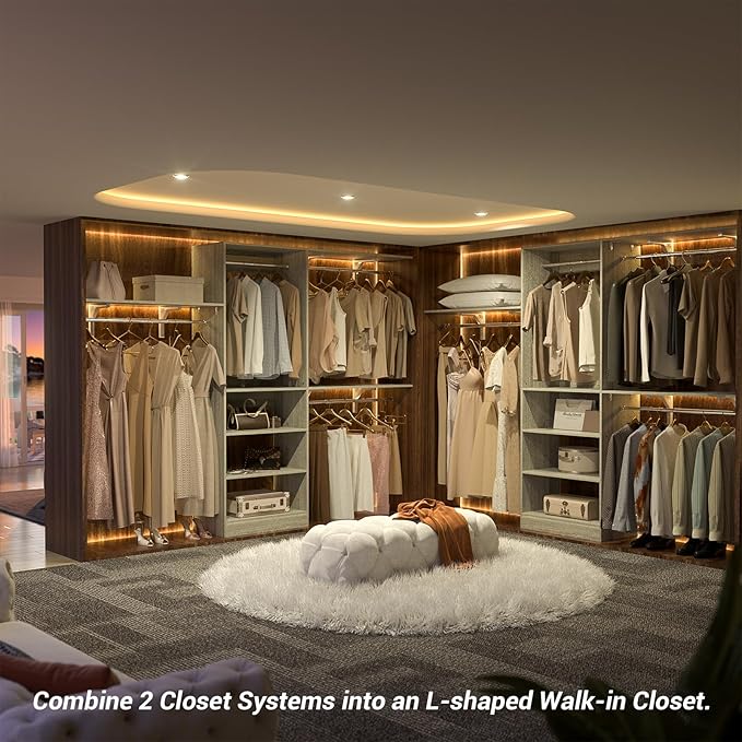 8FT Closet System with Shelves, Wall Mount Bedroom Wardrobe Walk-in Closet - Image 4