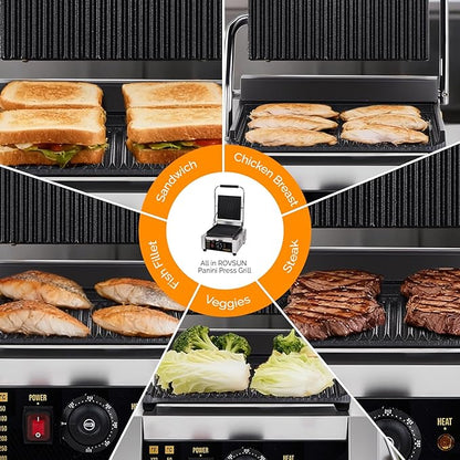 Bonnlo 811 Commercial Sandwich Make, 1800W Stainless Steel Countertop Panini - Image 8