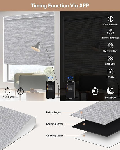 Kincmo Motorized Blinds with Remote, 100% Blackout Motorized Roller Shades Work - Image 4