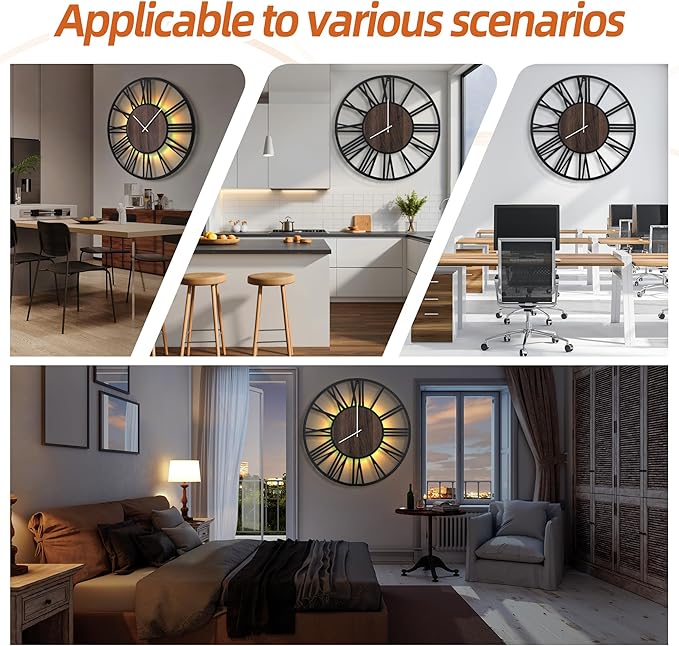 LEIKE Large Wall Clocks with Night Light Battery Operated, Silent Non Ticking - Image 6