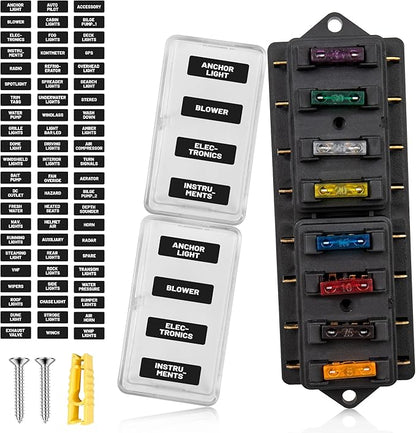 RED WOLF Car 8-Way Blade Fuse Block Box Standard Circuit Fuses by REDWOLF
