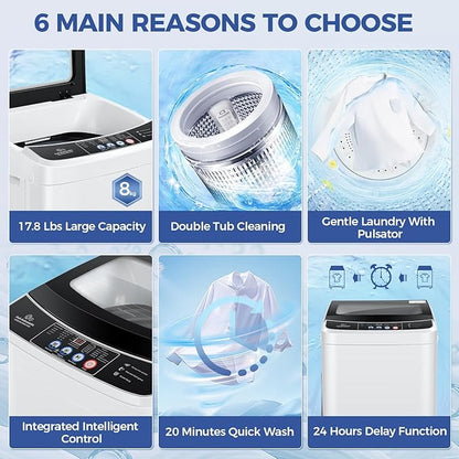 Nictemaw Portable Washing Machine 17.8Lbs Large Capacity 2.4 Cu.ft Portable - Image 4