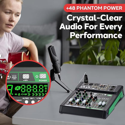 Pyle 6-Channel Audio Mixer, USB Interface, MP3 Compatible, XLR Inputs and LED - Image 4