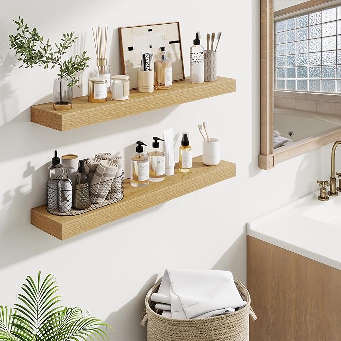 Fun Memories Bathroom Shelves 32 Inch Long Set of 2, Floating Shelves - Image 2