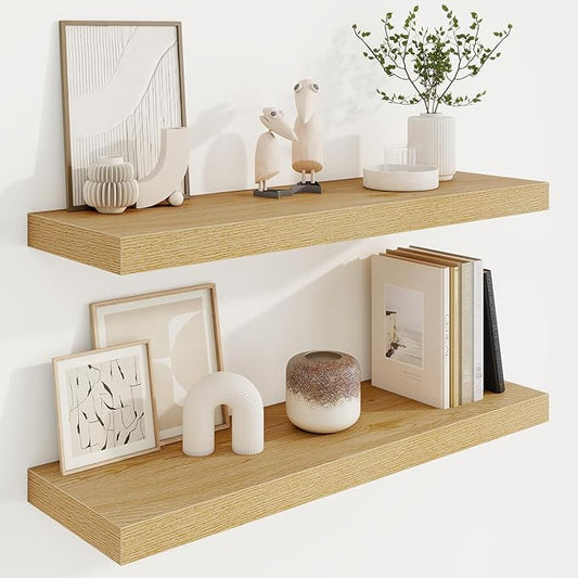 32in Floating Shelves for Wall, 2 Pack Long Wall Mounted Engineered Wood Shelves by Marsmiles