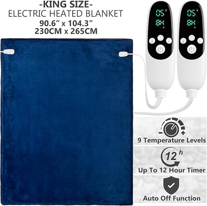 Heated Blanket Electric Luxurious Fleece King Blanket, 9 Heat Settings & 12H - Image 2