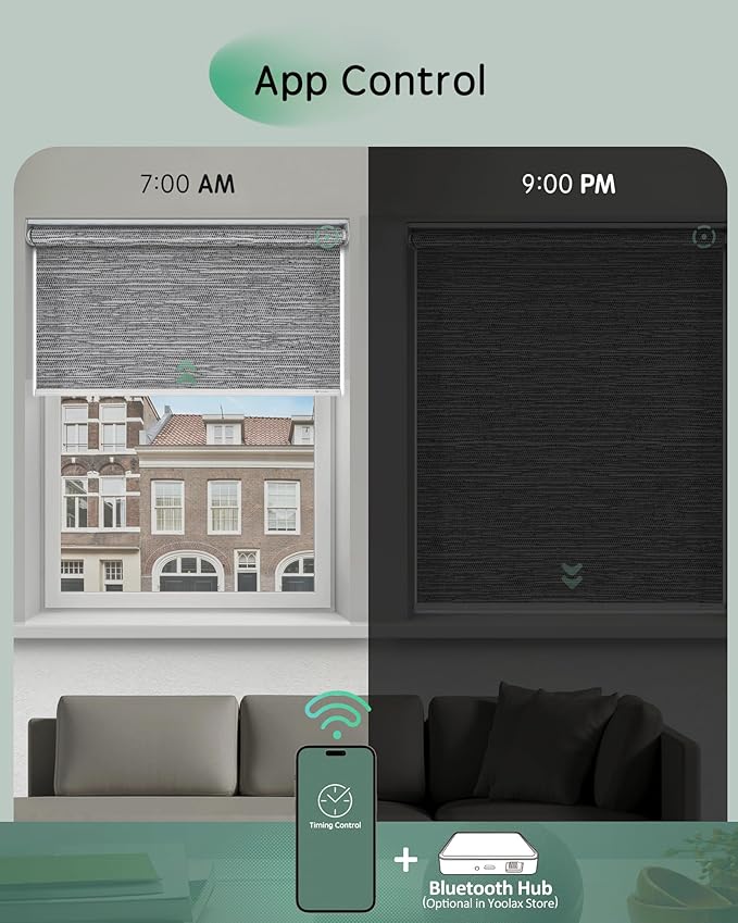 Yoolax Motorized Blinds App Control, Light Filtering Motorized Shades - Image 3