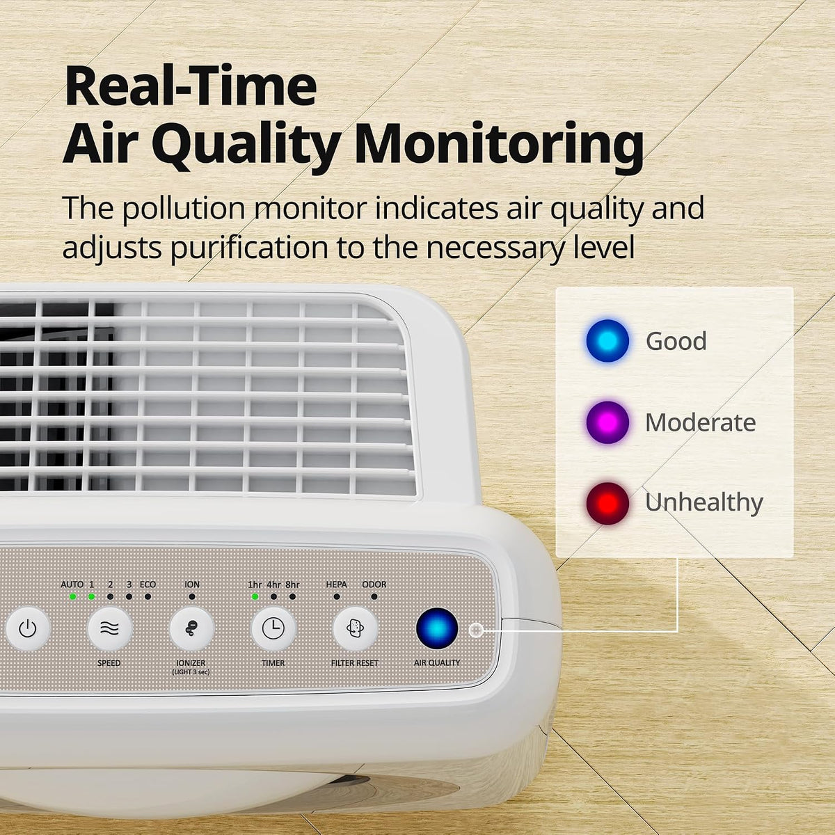 coway air purifier for home up to 1,748ft², front angle view