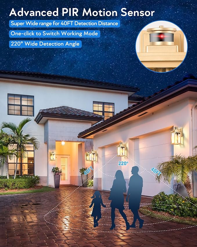 VIANIS 2 Pack Motion Sensor Outdoor Lights Lantern, Dusk to Dawn Exterior Lights - Image 4