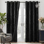 Deconovo 100% Blackout Living Room Curtains 84 Inches Long, Black Backing | Silver Line Foil Pattern Drapes, Thermal Insulated, Room Darkening, Grommet, 2 Panels Set, Black, 52 x 84 Inch