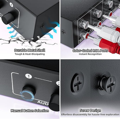 3.5mm Aux + RCA L/R Audio Splitter 1 in 4 Out, BolAAzuL 4-Way Stereo Audio - Image 3