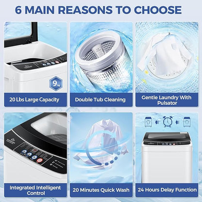 Nictemaw Portable Washing Machine 20Lbs Capacity 2.8 Cu.ft Portable Washer and - Image 4