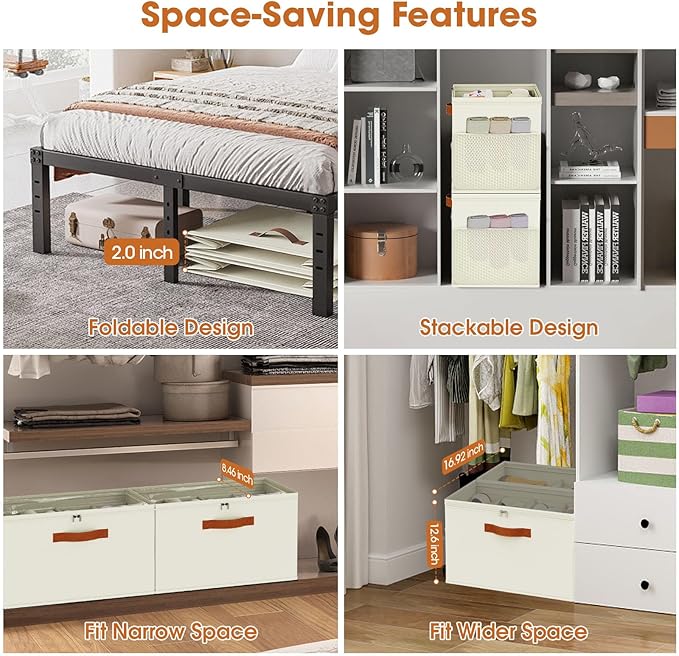2 Pack Shoe Organizer for Closet, Foldable Shoe Storage Organizer - Image 4