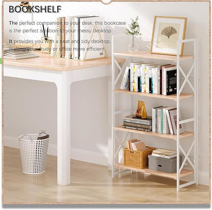 4NM 4 Tiers No Assembly Book Shelves, 41.3" H Folding Bookshelf Bookcase Open - Image 2