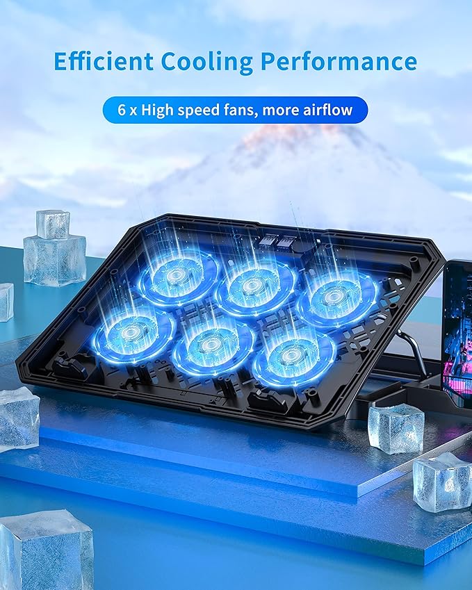 AICHESON Laptop Cooling Pad for 12-15.6 Inch, 6 Cooler Fans - Image 2