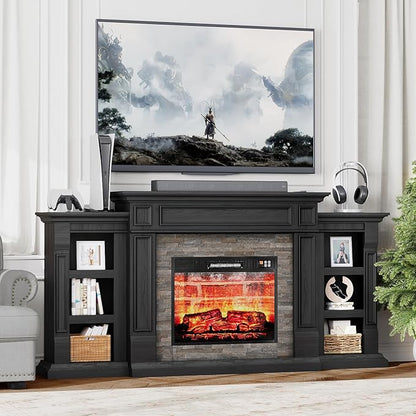 LGHM 72" Fireplace TV Stand for TVs Up to 80 Inch, Electric Fireplace - Image 2