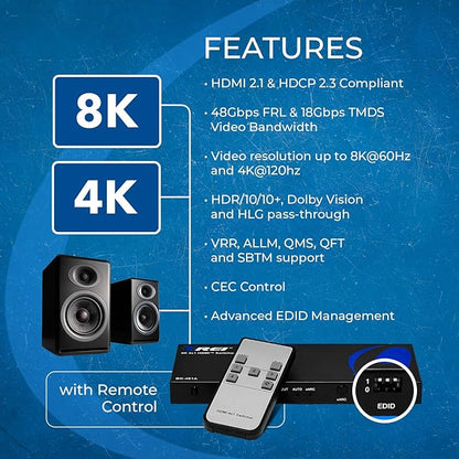 OREI 8K eARC HDMI 2.1 Switch 4x1, Switcher - Image 9